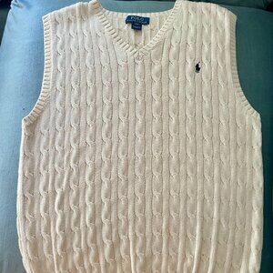 Men's Polo Ralph Lauren Cream Knit Vest in XL